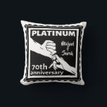 70th wedding anniversary blue platinum traditional cushion<br><div class="desc">If you would like any help customising this design,  please use the ask this designer button,  just below this text. This design has a vector illustration of a husband and wife holding hands. A romantic design for your 70th,  Seventyieth wedding anniversary. The traditional gift for this anniversary is platinum.</div>