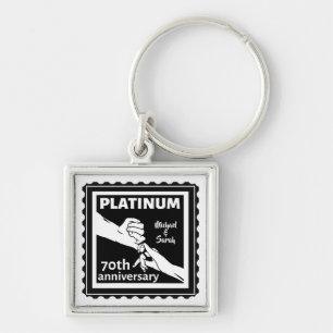 70th wedding anniversary blue platinum traditional key ring