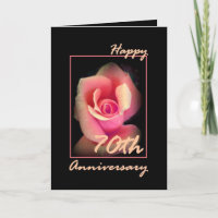 70th Wedding Anniversary Card with Pink Rosebud