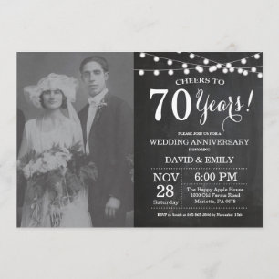 70th Wedding Anniversary Chalkboard Photo Invitation