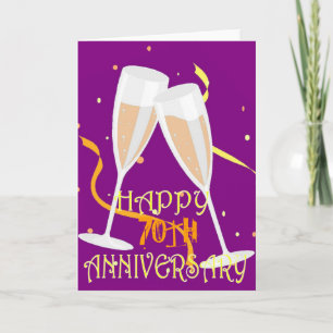 70th wedding anniversary champagne celebration card