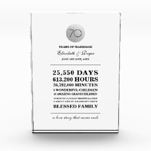 70th Wedding Anniversary Custom Gift Plaque