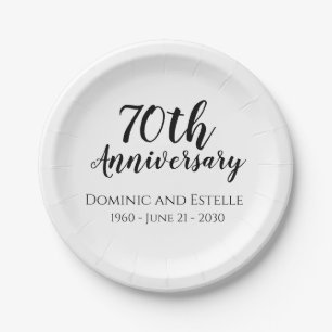 70th Wedding Anniversary Custom Paper Plates