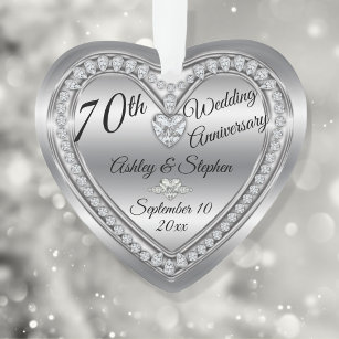 70th Wedding Anniversary Diamond Platinum Keepsake Ornament
