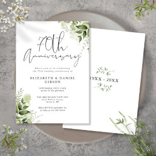 70th Wedding Anniversary Greenery Floral Invitation
