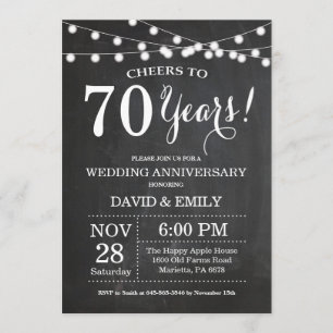70th Wedding Anniversary Invitation Chalkboard