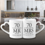 70th Wedding Anniversary Mr Mrs Right Coffee Mug Set<br><div class="desc">Customise the names and dates to create a fun and unique gift to celebrate your 70th platinum wedding anniversary. Designed by Thisisnotme©</div>