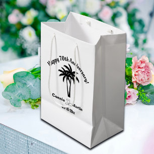 70th Wedding Anniversary Palm Trees Medium Gift Bag