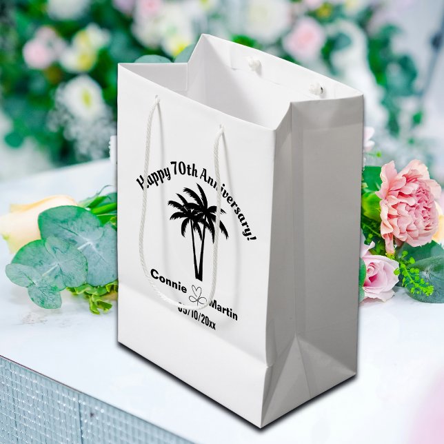70th Wedding Anniversary Palm Trees Medium Gift Bag (Creator Uploaded)