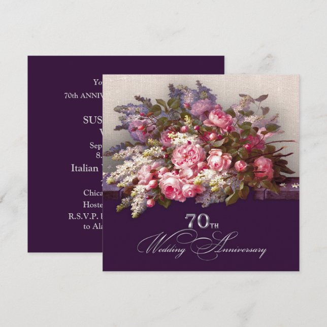 70th Wedding Anniversary Party Invitations (Front/Back)