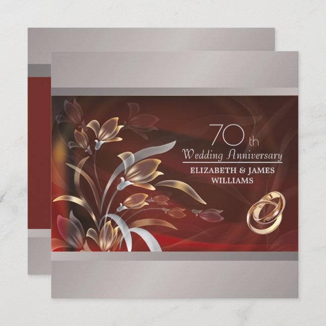 70th Wedding Anniversary Party Invitations (Front/Back)
