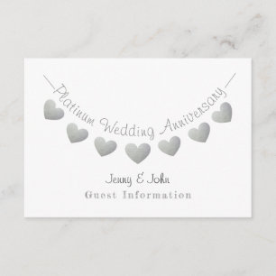 70th Wedding Anniversary platinum guest info Enclosure Card