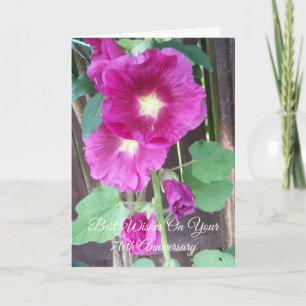 70th Wedding Anniversary Purple Holyhocks Card