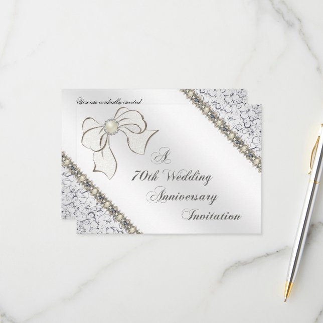 70th Wedding Anniversary RSVP Card (Front/Back In Situ)