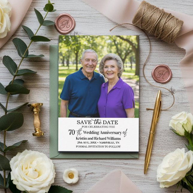 70th Wedding Anniversary Save the Date Photo Card (Creator Uploaded)