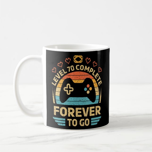 70th Wedding Anniversary Video Gamer Level 70 Comp Coffee Mug (Left)