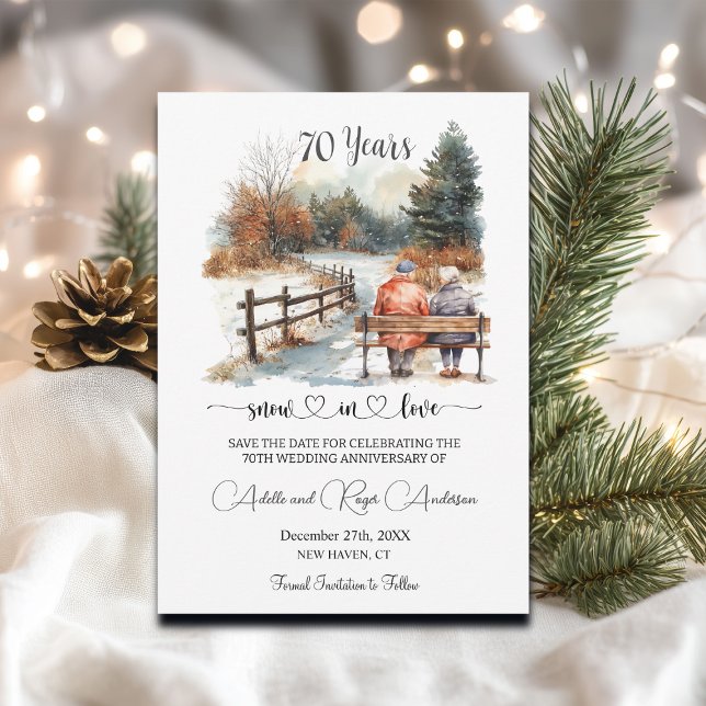 70th Wedding Anniversary Winter Landscape Romantic Save The Date (Creator Uploaded)