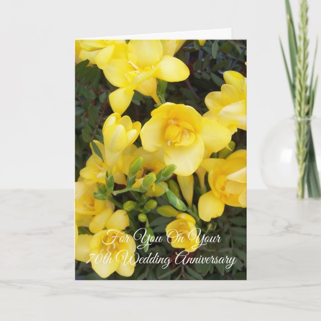 70th Wedding Anniversary Yellow Freesias Card (Front)