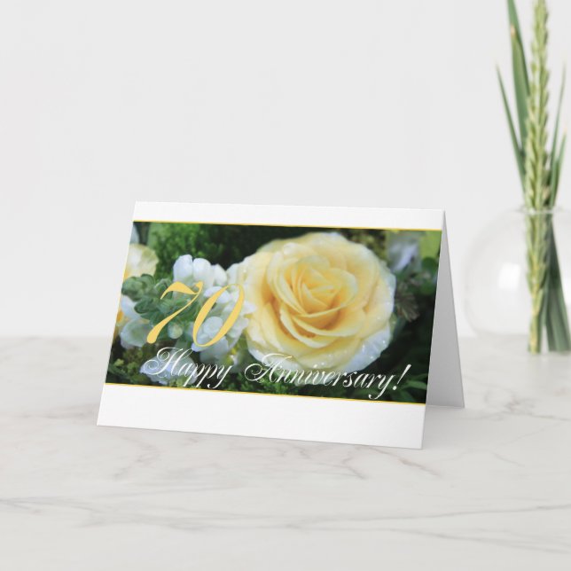70th Wedding Anniversary - Yellow Rose Card (Front)