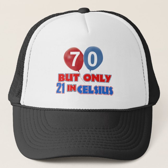 70th year old birthday designs trucker hat (Front)