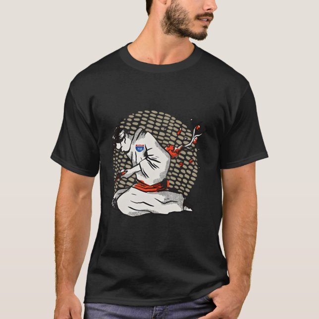 710 - Samurai Harakiri Print On Back T-Shirt (Front)