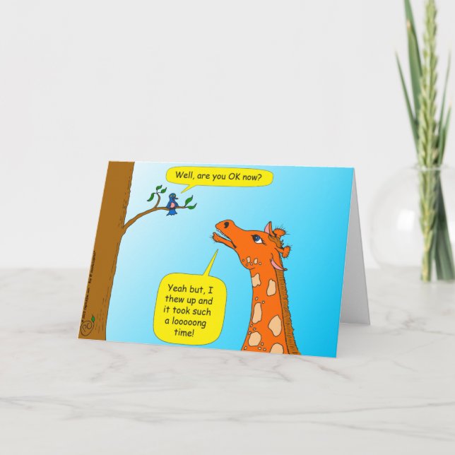 714 giraffe cartoon get well card (Front)