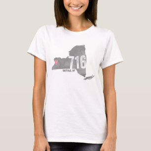 716 Heart Buffalo NY New York State Silhouette T-Shirt