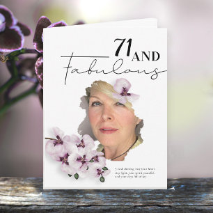 71 & Fabulous Orchid Photo Birthday Greeting Card