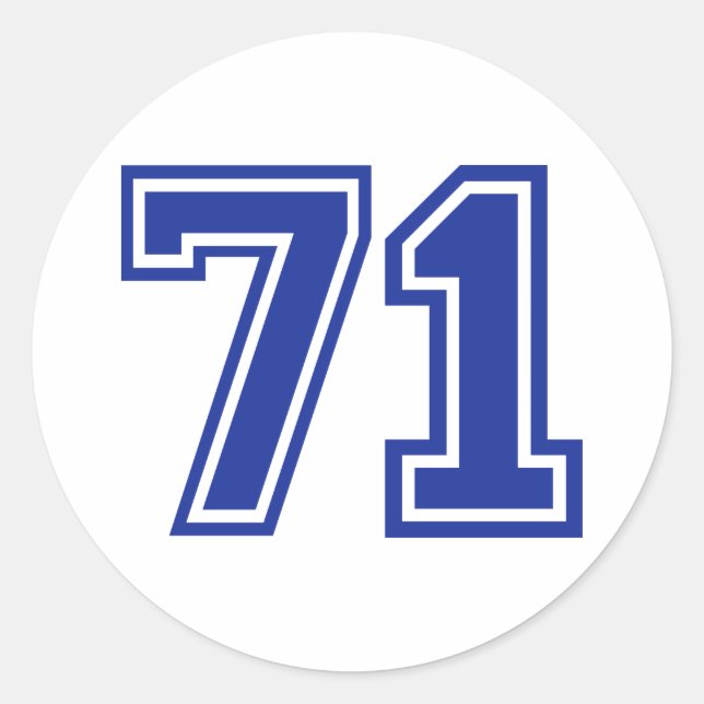 71 - number classic round sticker (Front)