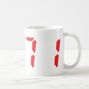 71 seventy-one red alarm clock digital number coffee mug