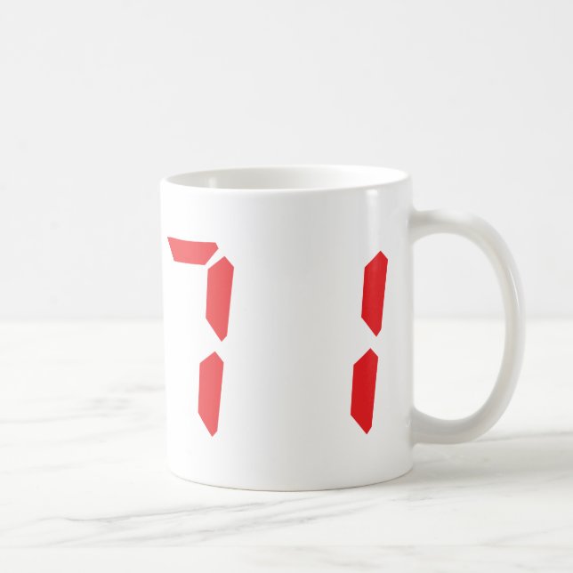 71 seventy-one red alarm clock digital number coffee mug (Right)