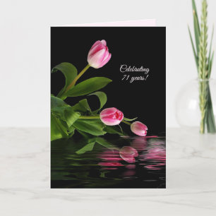 71st anniversary pink tulips in water card