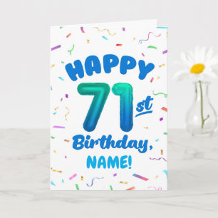 71st Birthday, Balloon Number, Customisable Name Card