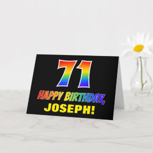 71st Birthday: Bold, Fun, Simple, Rainbow 71 Card