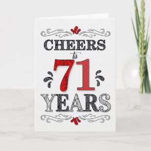 71st Birthday Cheers in Red White Black Pattern Card