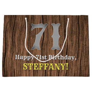 71st Birthday: Country Western Inspired Look, Name Large Gift Bag