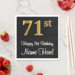 71st Birthday ~ Elegant Luxurious Faux Gold Look # Napkin