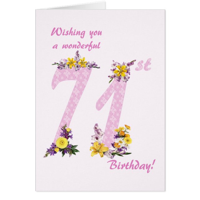 71st Birthday Flower Decorated Numbers (Front)