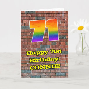 71st Birthday: Fun Graffiti-Inspired Rainbow 71 Card