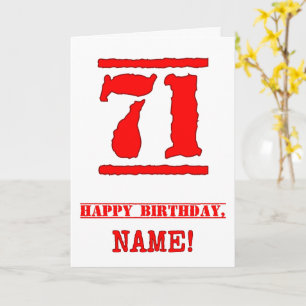 71st Birthday: Fun, Red Rubber Stamp Inspired Look Card