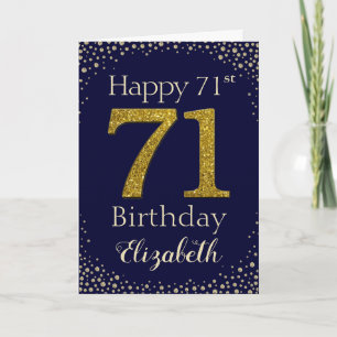 71st Birthday Golden Glitter Card