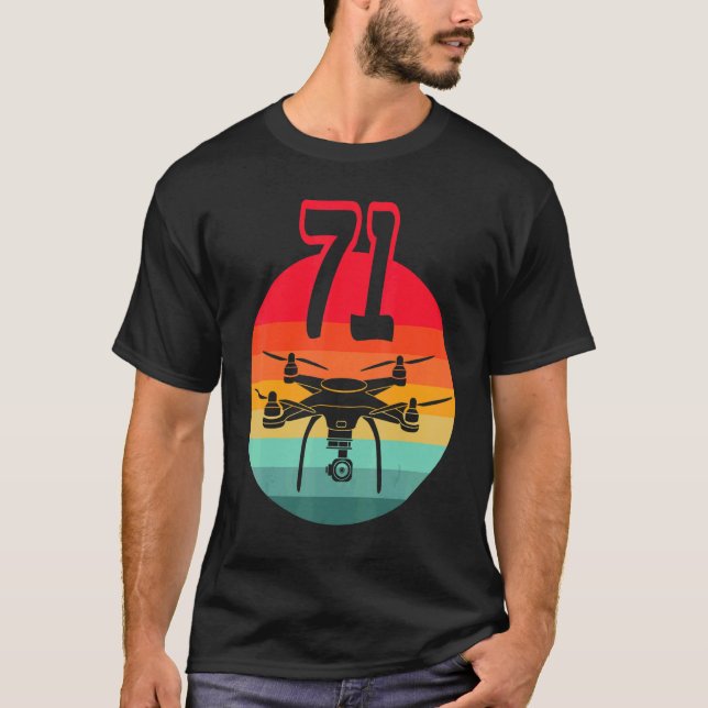 71st Birthday I Retro Remote Control Drones With C T-Shirt (Front)