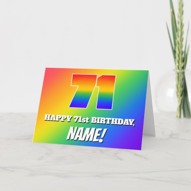 71st Birthday: Multicolored Rainbow Pattern # 71 Card (Front)