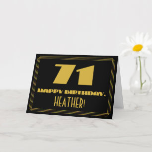 71st Birthday: Name + Art Deco Inspired Look "71" Card