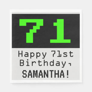 71st Birthday - Nerdy / Geeky Style "71" & Name Napkin