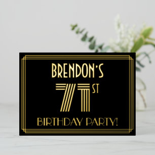 71st Birthday Party — Art Deco Style “71” + Name