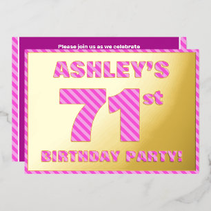 71st Birthday Party — Bold, Fun, Pink Stripes # 71