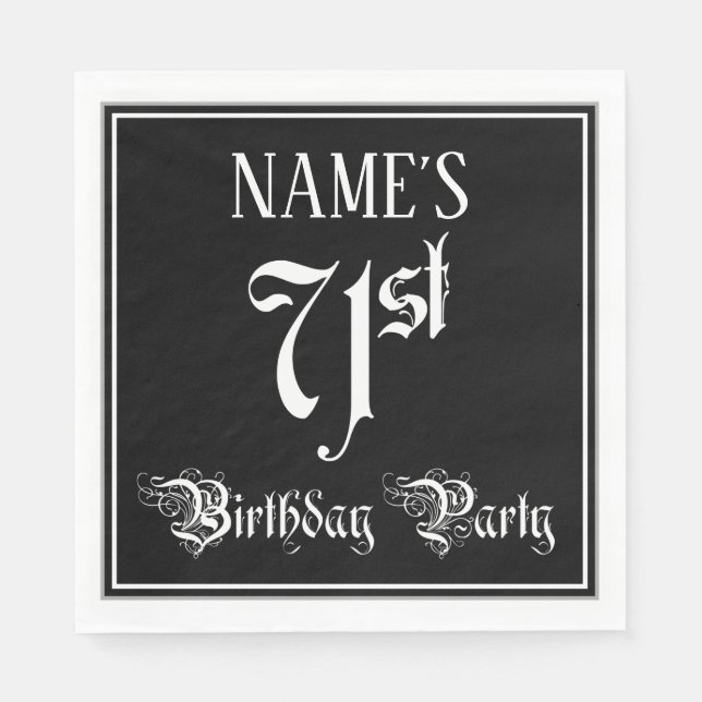 71st Birthday Party — Fancy Script + Custom Name Napkin (Front)