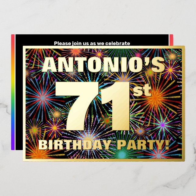 71st Birthday Party — Fun, Colourful Fireworks Loo (Front/Back)