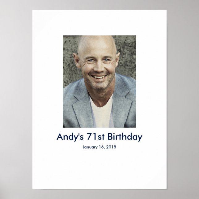 71st Birthday photo custom Sign In Party Board 71 (Front)